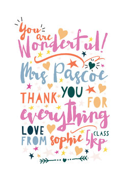 You Are Wonderful Thank You Teacher Print, 2 of 6