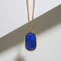 Men's Large Lapis Dog Tag Locket 18 K Gold Plated Silver, thumbnail 4 of 5