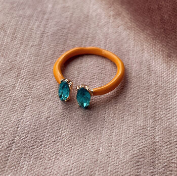 Bright Enamel And Glass Stone Ring, 10 of 12