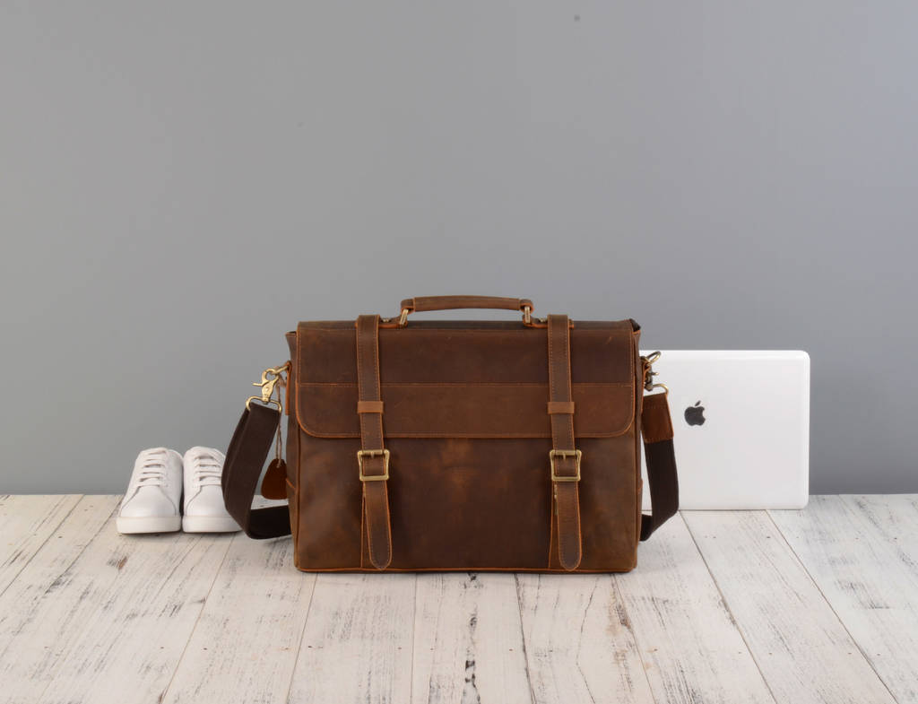 Leather Laptop Satchel Bag By Eazo