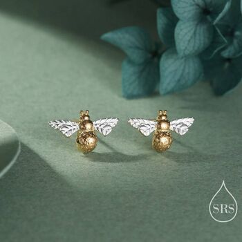 Sterling Silver Bumble Bee Stud Earrings, 2 of 11