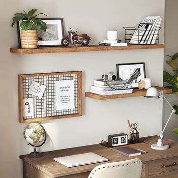 60 Cm Brown Floating Wall Mounted Shelf, 2 of 7