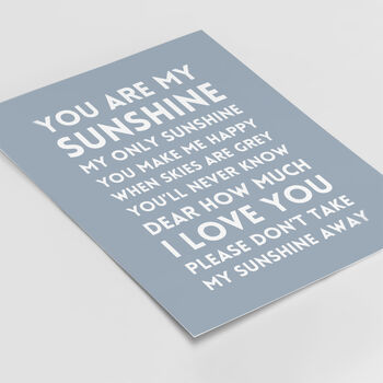 'You Are My Sunshine' Song Lyrics Wall Art Print, 3 of 4