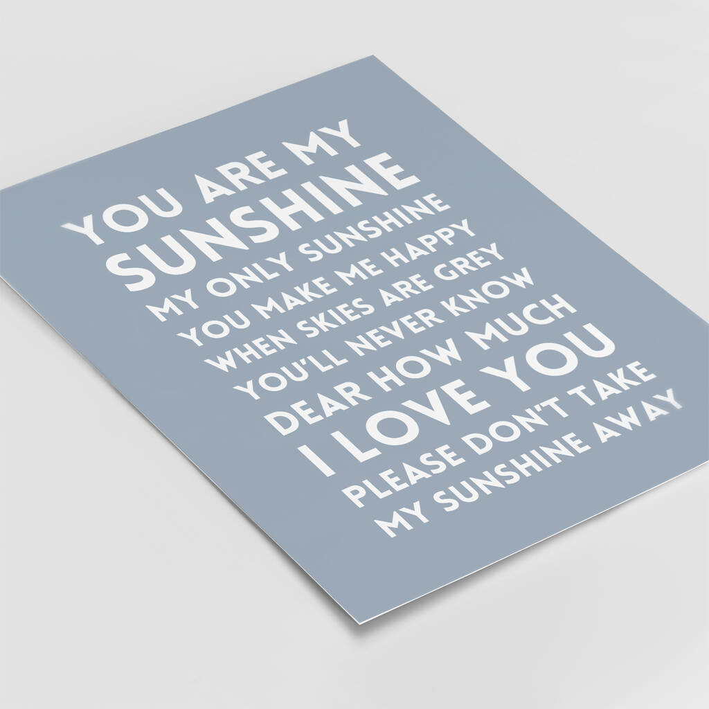 original you are my sunshine song lyric art print or canvas