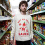 Hot As Hell Sauce Unisex Graphic Sweatshirt In Vanilla, thumbnail 3 of 6
