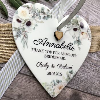 Personalised Bridesmaid Heart Acrylic Keepsake, 2 of 2