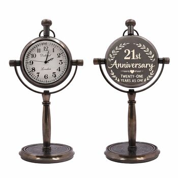 Personalised 21st Anniversary Bronze Desk Clock, 3 of 12