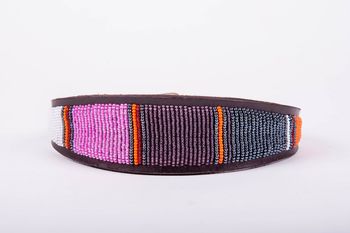 Whippet Or Lurcher Leather Beaded Dog Collar, 3 of 12