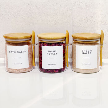 Glass Storage Jar With Personalised Label And Bamboo Spoon, 2 of 9