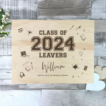Personalised Doodle 'Class Of 2024' Leavers Memory Box, 2 of 10