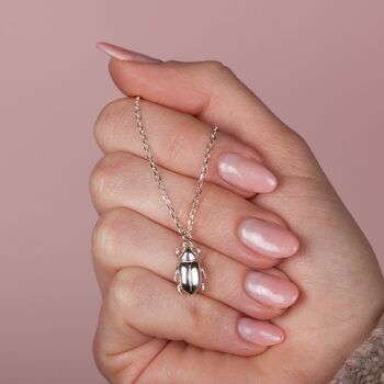 Personalised Chafer Beetle Necklace Sterling Silver, 4 of 8