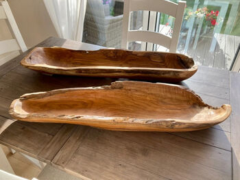 Huge 90cm Teak Root Long Fruit Bowl Wood Handmade Gift Centrepiece, 4 of 8