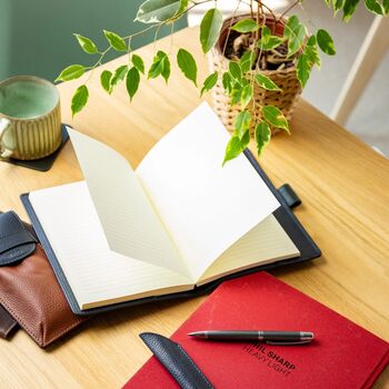 Personalised Premium Leather Notebook With Pen Holder, 4 of 12
