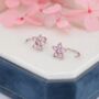 Light Pink Forget Me Not Flower Cz Hoop Earrings, thumbnail 1 of 10