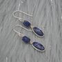 Blue Sapphire Earrings: Silver, Dangle Drop, September Birthstone, thumbnail 3 of 6