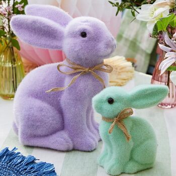 Large Lilac Flock Bunny Decoration, 3 of 4