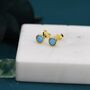 Sterilng Silver Blue Opal White Opal Stone Crystal Stud Earrings, thumbnail 4 of 10