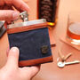 Leather And British Waxed Canvas Hip Flask, thumbnail 2 of 6