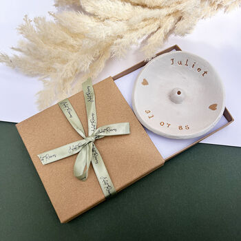 White And Gold Personalised Birthday Incense Dish, 5 of 5