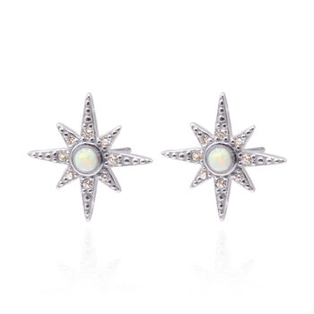 Serin Star Opal Stud Earrings, 7 of 8
