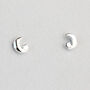 Sterling Silver Tiny Crescent Moon Stud Earrings, thumbnail 1 of 4