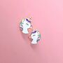 Unicorn Enamel Earrings, thumbnail 1 of 4