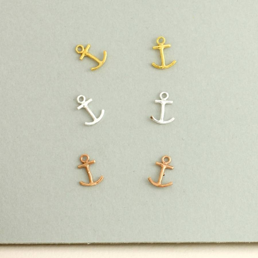 Anchor Stud Earrings By Posh Totty Designs Notonthehighstreet Anchor Stud Earrings In 9ct Rose Gold Plate 925 Sterling Silver And Yellow