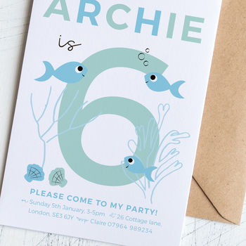 Personalised Under The Sea Birthday Party Invites, 3 of 5