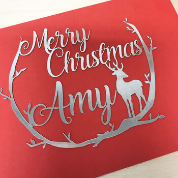 Personalised Reindeer Christmas Card, 5 of 11