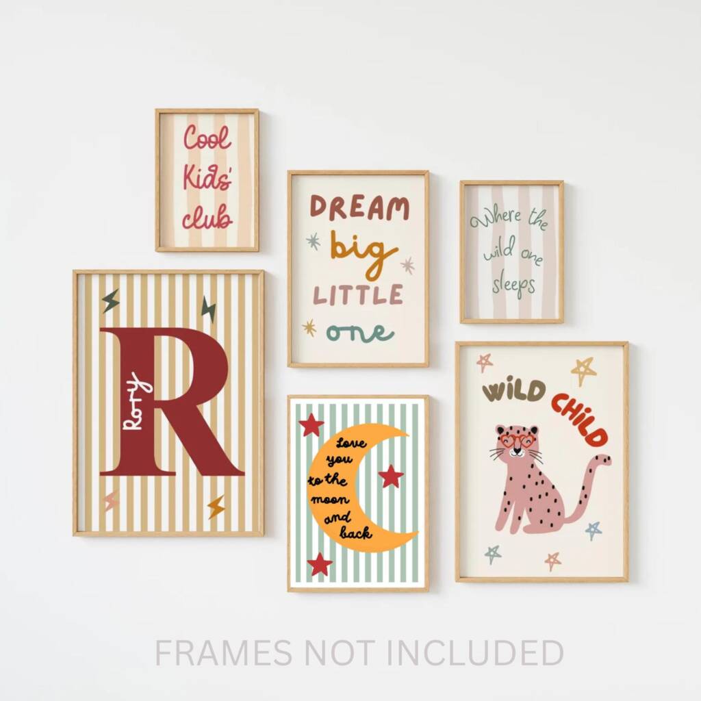 Personalised Childrens Wall Print Set 'love you to the moon and back', 1 of 4