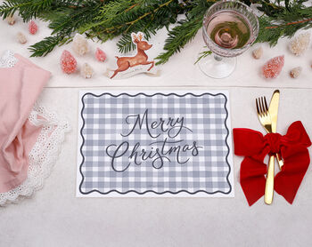 Christmas Placemats With Blue Gingham Design, 3 of 3