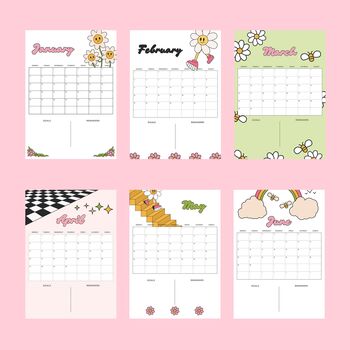 2026 Green And Pink Daisy Calendar, 2 of 5