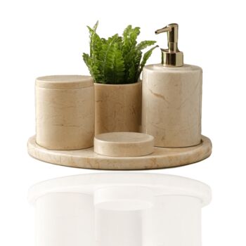 Four Pieces Beige Marble Bathroom Set, 2 of 2