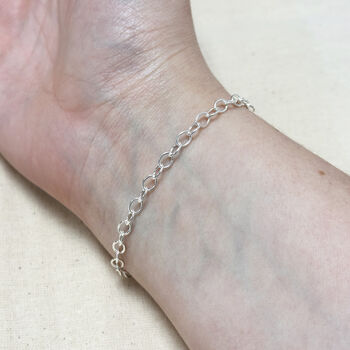 Sterling Silver Chain Bracelet With Heart Charm, 3 of 5
