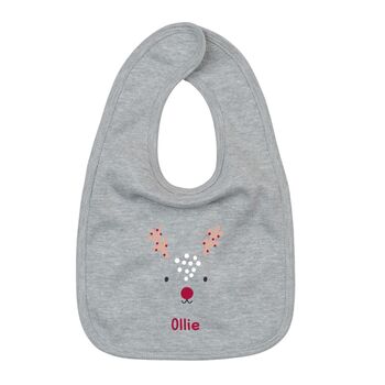 Personalised Reindeer Baby Bib, 3 of 3