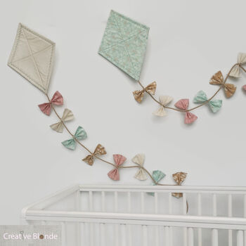 Personalised Baby Nursery Decor,Cream Kite Wall Hanging, 7 of 12