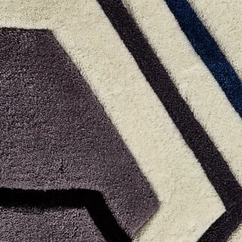 Area Rug Hand Tufted Rectangle Grey/Navy, 8 of 8