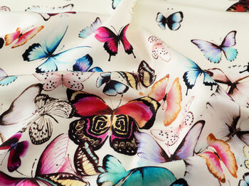 Pure Silk Designer Scarf Luxury Butterflies Cream 90cm, 3 of 5