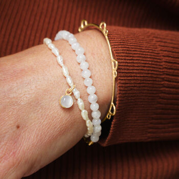 Organic Pearl And Moonstone Bracelet Silver Or 9ct Gold, 4 of 6