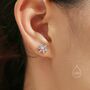 Sterling Silver Moonstone Snowflake Stud Earrings, thumbnail 3 of 11