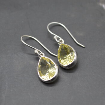 Lemon Quartz Earrings: Teardrop, Sterling Silver Dangle, 6 of 6