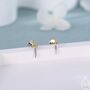 Tiny Dagger Sword Internally Threaded Flat Back Earrings In Sterling Silver, thumbnail 1 of 12
