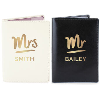 Personalised Mr And Mrs Leather Passport Holders Set, 2 of 3