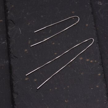 Sterling Silver Minimalist Long Ear Threader Double Ear Threader, 3 of 10