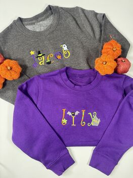 Kids Halloween Personalised Embroidered Sweatshirt, 3 of 6