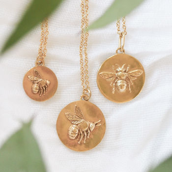 Gold Flying Bee Coin Necklace, 7 of 7