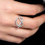 Infinity Heart Adjustable Silver Ring, thumbnail 1 of 3