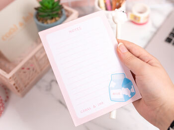 Cute Pink Milk Lined A6 Memo Notepad, 3 of 4