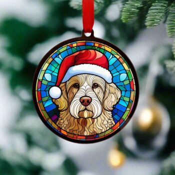 Goldendoodle In Santa Hat Suncatcher Decoration, 3 of 6