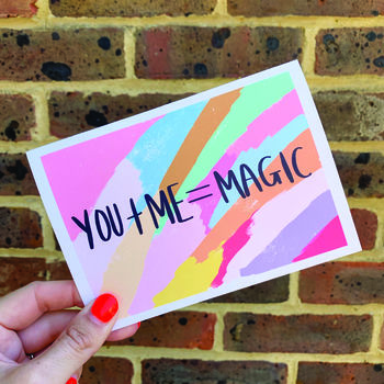 You + Me = Magic Hand Lettered Valentine's Card, 3 of 4